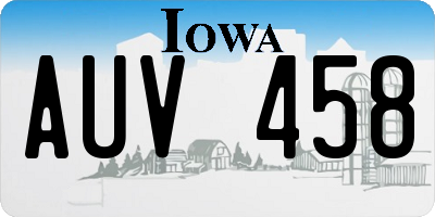 IA license plate AUV458