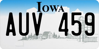 IA license plate AUV459