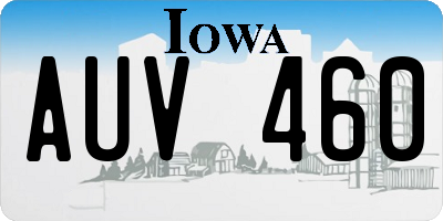 IA license plate AUV460