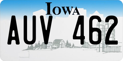 IA license plate AUV462