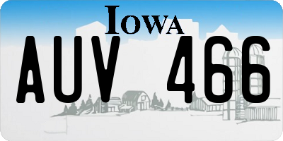 IA license plate AUV466
