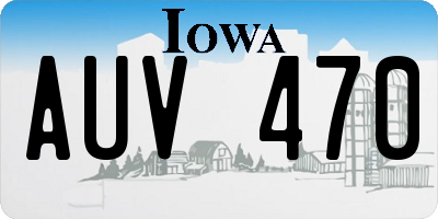 IA license plate AUV470