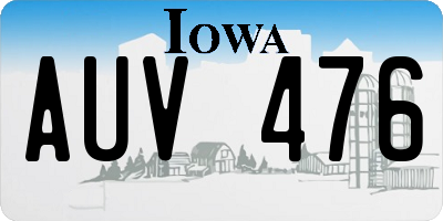 IA license plate AUV476