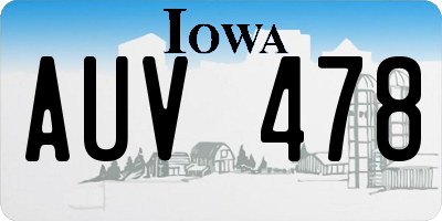 IA license plate AUV478
