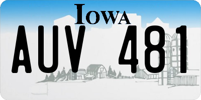 IA license plate AUV481