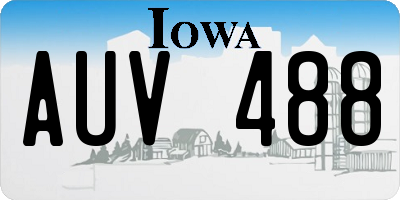 IA license plate AUV488