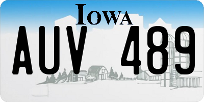 IA license plate AUV489