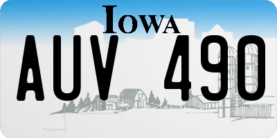 IA license plate AUV490