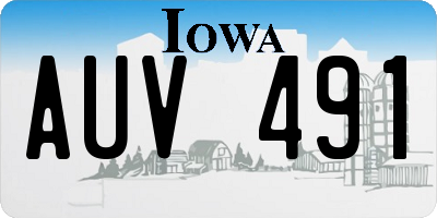 IA license plate AUV491