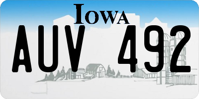 IA license plate AUV492