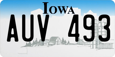 IA license plate AUV493