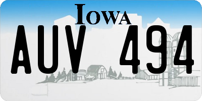 IA license plate AUV494