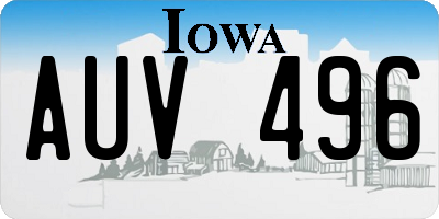 IA license plate AUV496
