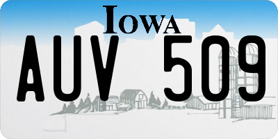 IA license plate AUV509