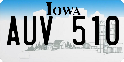 IA license plate AUV510