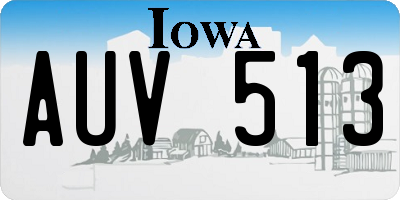 IA license plate AUV513