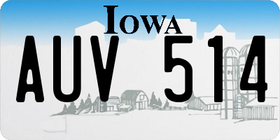 IA license plate AUV514