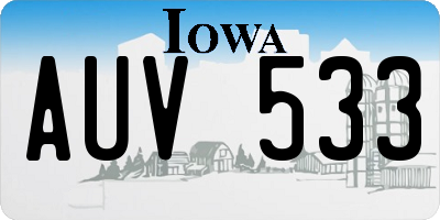 IA license plate AUV533