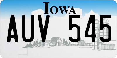 IA license plate AUV545