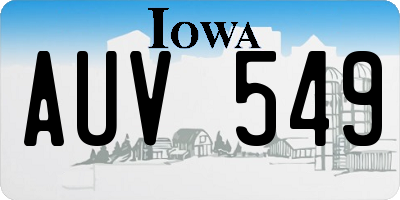 IA license plate AUV549