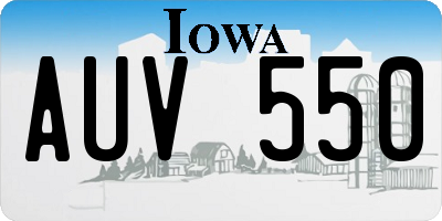 IA license plate AUV550