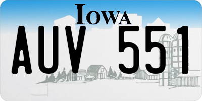 IA license plate AUV551