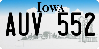 IA license plate AUV552