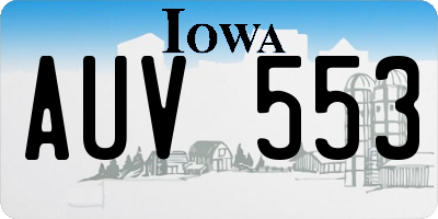 IA license plate AUV553