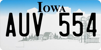IA license plate AUV554