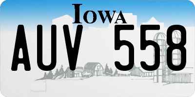 IA license plate AUV558