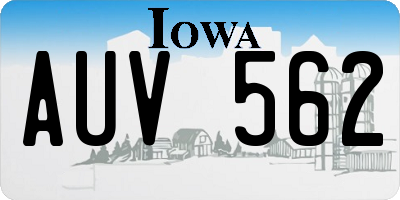 IA license plate AUV562