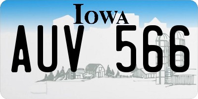 IA license plate AUV566
