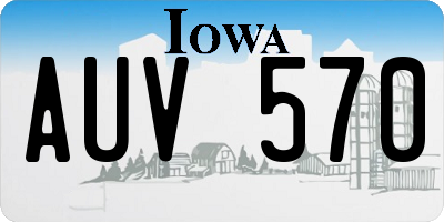 IA license plate AUV570