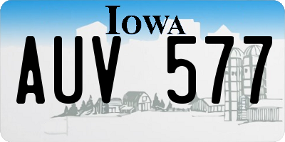 IA license plate AUV577