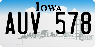 IA license plate AUV578