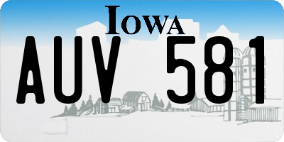 IA license plate AUV581