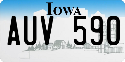 IA license plate AUV590