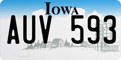 IA license plate AUV593