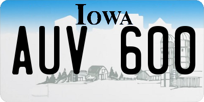 IA license plate AUV600
