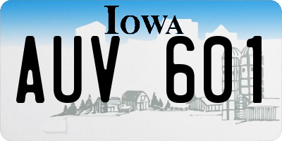 IA license plate AUV601