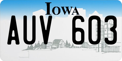 IA license plate AUV603