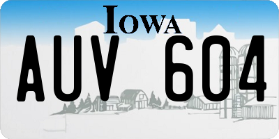IA license plate AUV604