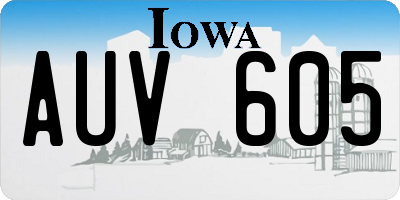 IA license plate AUV605