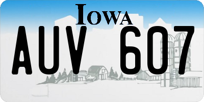 IA license plate AUV607
