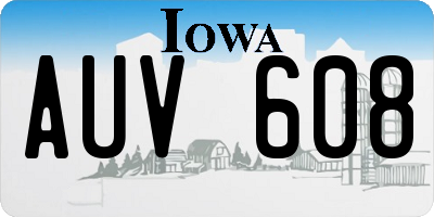 IA license plate AUV608