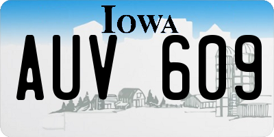 IA license plate AUV609