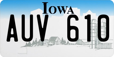 IA license plate AUV610