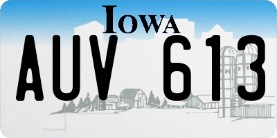 IA license plate AUV613
