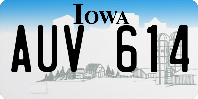 IA license plate AUV614