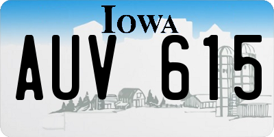 IA license plate AUV615